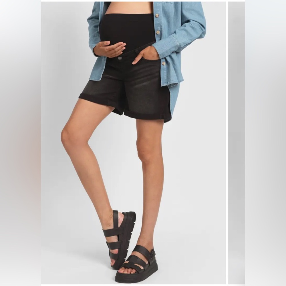 Seraphine Over the Bump Denim Maternity Shorts - Picture 5 of 14